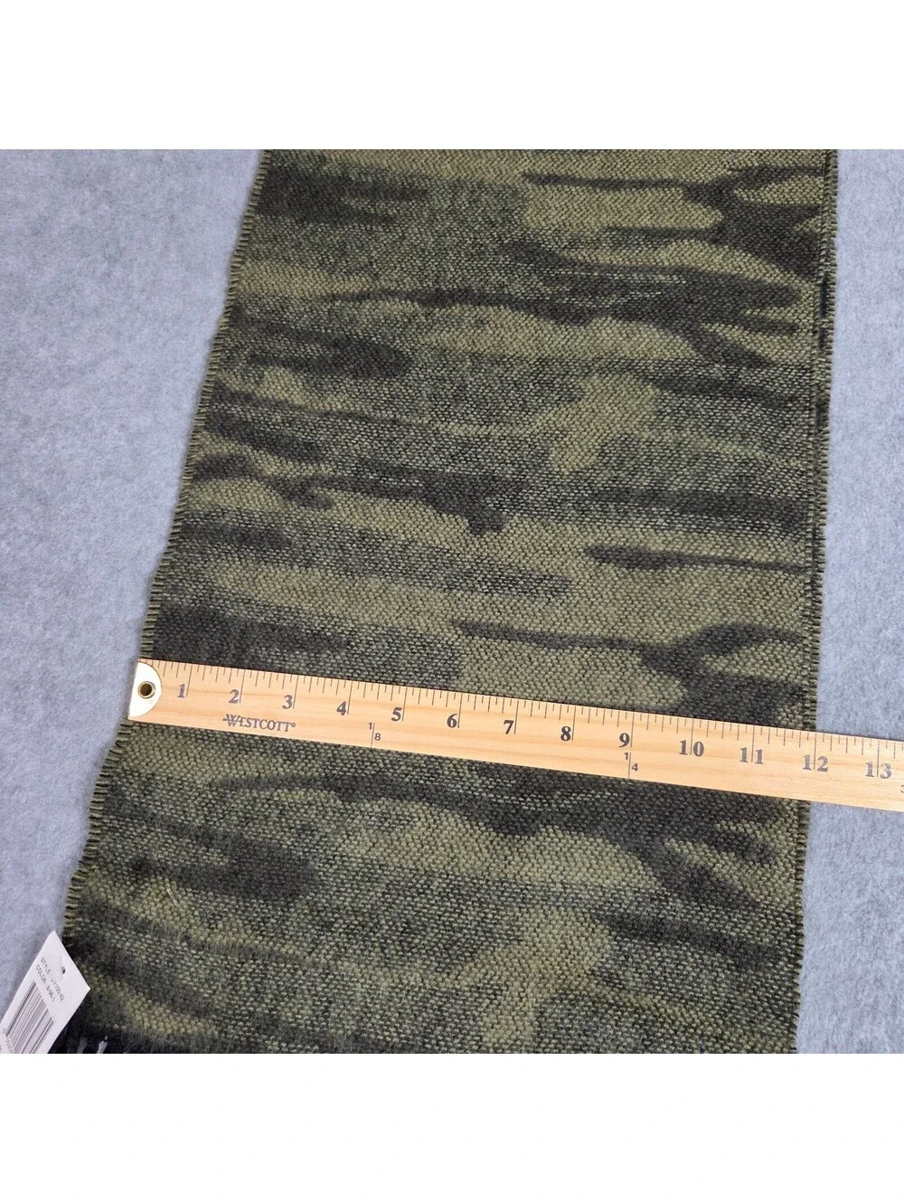 SOFTER THAN CASHMERE Scarf One Size Green Black Camo Fringe 12x64 NEW WITH TAGS